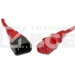 Шнур для блока питания Hyperline PWC-IEC13-IEC14, IEC 320 C13, вилка C14, 5 м, 10А, провода 3 х 1,0 кв. мм, цвет: красный, фото 1