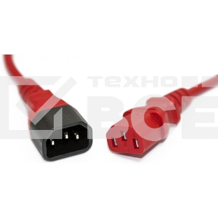 Шнур для блока питания Hyperline PWC-IEC13-IEC14, IEC 320 C13, вилка C14, 5 м, 10А, провода 3 х 1,0 кв. мм, цвет: красный