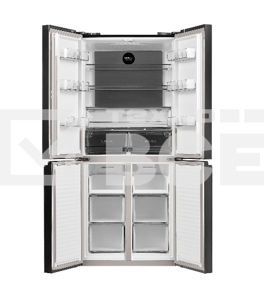 Холодильник Maunfeld MFF183NFSBE черная нержавеющая сталь трехкамерный инвертор 405л морозилка снизу