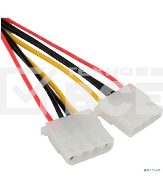 Кабель питания SATA Cablexpert CC-SATA-2MOLEX-20CM, Sata 15pin/2x Molex 4pin, 20 см, пакет
