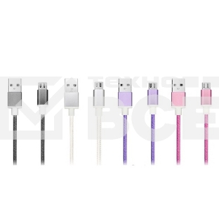 Кабель USB ACD-Style Lightning ~ USB-A 2-сторонние коннекторы, нейлон, 1м, фиолетовый (ACD-U913-P6P)
