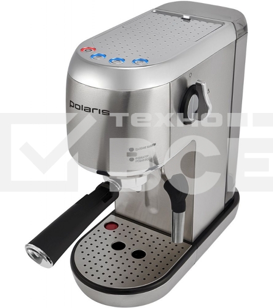 Кофеварка эспрессо Polaris PCM 2001AE нержавеющая сталь, исп. кофе - молотый, 1.5 л, 1400 Вт, 20 Бар.