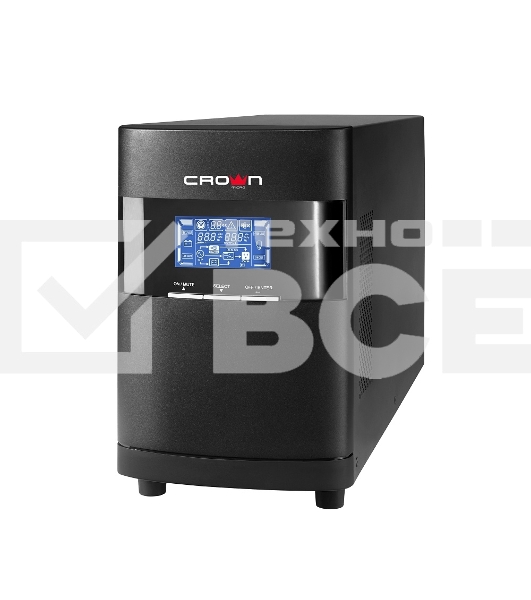 Источник бесперебойного питания CROWN On-Line CMUOA-350-1K EURO 1000VA/900W, корпус металл, TOWER, АКБ 3*12V/7AH, PF-0.9, AVR 110-300V, порт RJ-11/45+USB/RS-232, EPO, розетки 2*EURO, входной кабель 2 м, вентилятор охлаждения, автомат, слот для SNMP, порт 