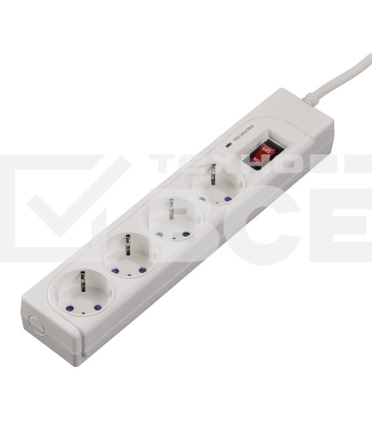 Сетевой удлинитель Hama H-121939 1.5м (4 розетки) белый (пакет ПЭ)