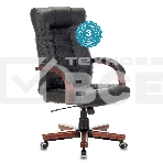 Кресло руководителя Бюрократ KB-10WALNUT/B/LEATH черный, кожа, крестовина дерево, фото8