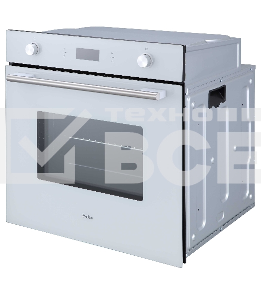 Духовой шкаф встраиваемый полноразмерный Evelux EO 650 PW, 60 см, 9 режимов, 70л, белое стекло