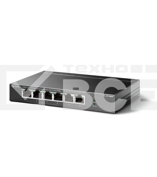 Коммутатор TP-Link 4-port 10/100Mbps Unmanaged PoE+ Switch with 2 10/100Mbps uplink ports, meta case, desktop mount, 4 802.3af/at compliant PoE+ port, 2 10/100Mbps uplink ports, DIP switches for Extend mode, Isolation mode and Priority mode, up to 250m Po