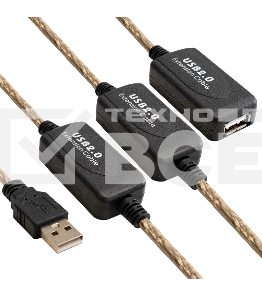 Удлинитель активный USB2.0-repeater ExeGate EX-UAE-AMAF-25.0 (Am/Af, 25м)