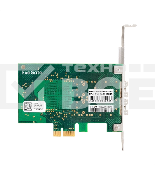 Сетевой адаптер ExeGate EXE-82576-F2 (PCI-E x1 v2.0, порты 2xSFP, 10/100/1000Mbps, Gigabit Server NIC Intel Chipset 82576-F2)
