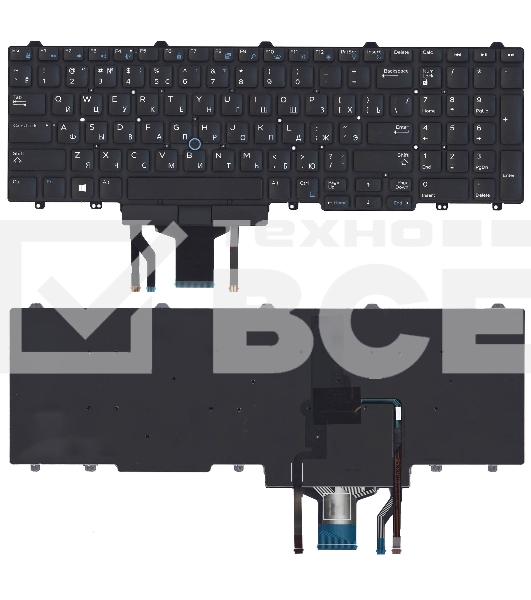 Клавиатура для ноутбука Dell Latitude E5550 E5570 черная без рамки с подсветкой (гор. Enter)