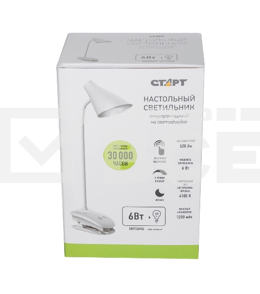 Светильник настольный СТАРТ CT93, 6Вт, 520Лм, 4100K, 1.2м, белый
