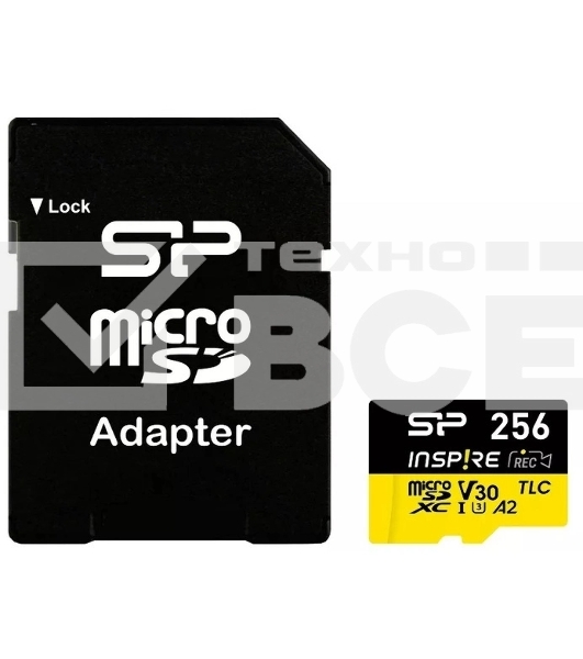 Флеш карта microSDXC 256Gb Silicon Power SP256GbSTXLA2V1NSP Inspire V30 A2 + adapter