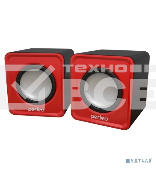 Акустическая система PERFEO 'WAVE' 2.0, мощность 2х3Вт (RMS), красный, USB PF-128-R