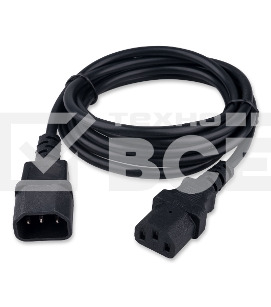 Кабель питания Гарнизон GPC-189-0.5-1.8M, C13-C14, 3x0.5мм2, 6А, CCA, с заземлением, 1.8м, черный, пакет