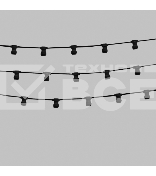 Гирлянда PROconnect Белт-Лайт 2 жилы, 50м, шаг 20 см, 250 патронов E27, IP65, черный плоский провод ПВХ