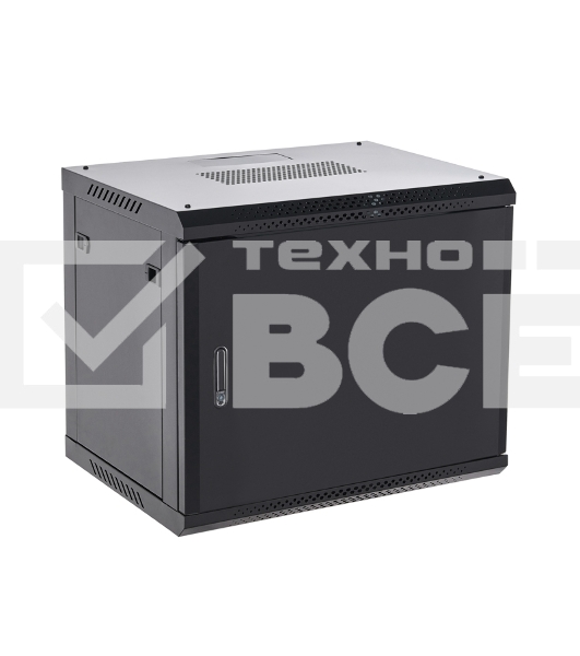 Шкаф коммутационный Rexant настенный 9U 400x542 мм пер. дв. металл черный