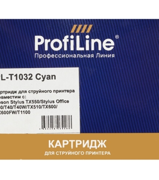 Картридж струйный ProfiLine PL-T1032 для принтеров Epson Stylus TX550/Stylus Office T30/T40/T40W/TX510/TX600/TX600FW/T1100 с чернилами Cyan 11,1 мл