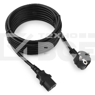 Кабель питания Cablexpert PC-186-1-5M, 5м, Schuko- C13, 3x1кв.мм, черный, с заземлением, пакет