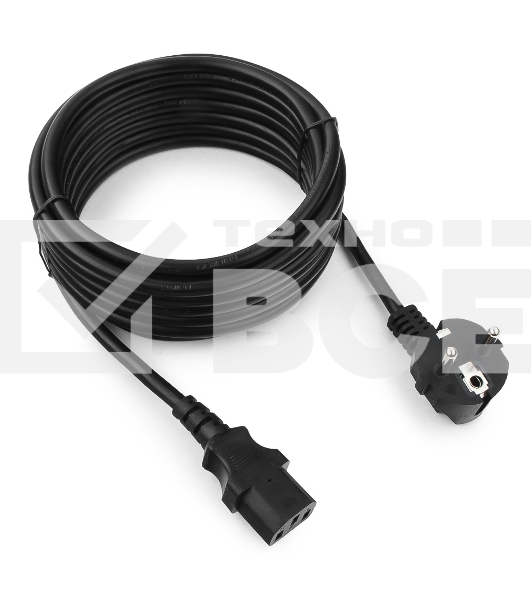 Кабель питания Cablexpert PC-186-1-5M, 5м, Schuko- C13, 3x1кв.мм, черный, с заземлением, пакет