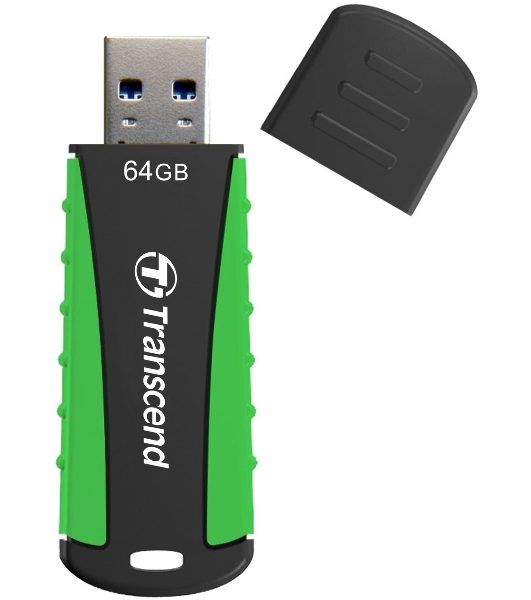 Флешка USB Transcend JetFlash 810 (TS64GJF810), 64Gb, USB 3.0, R/W 100/40, черный/зеленый