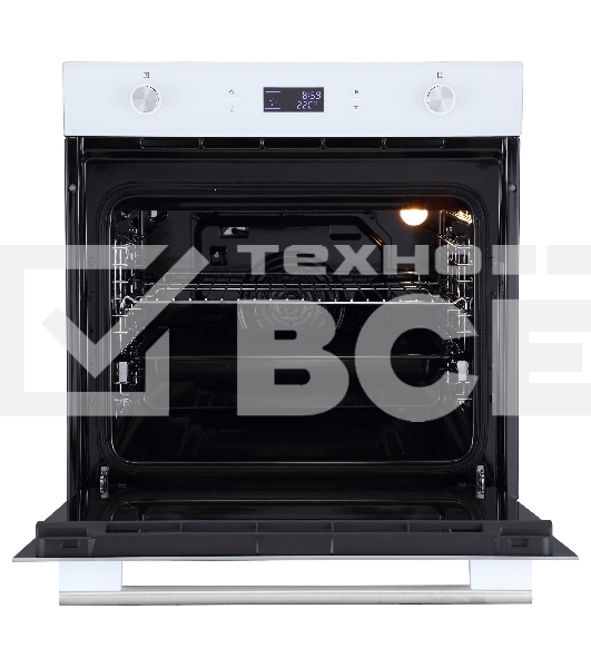 Духовой шкаф встраиваемый полноразмерный Evelux EO 650 PW, 60 см, 9 режимов, 70л, белое стекло