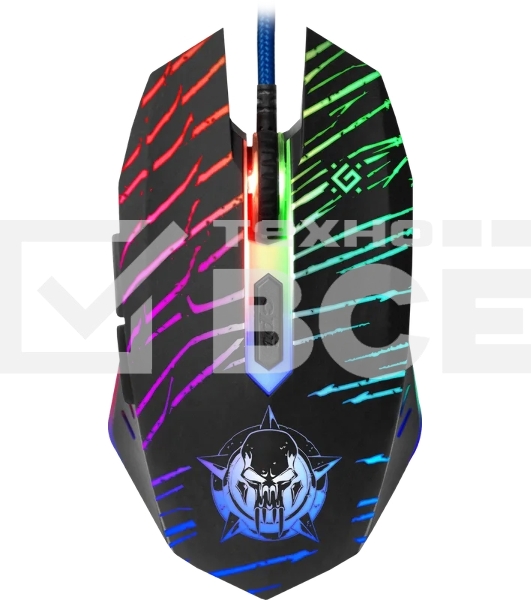 Мышь проводная Defender Dark Agent GM-590L черный, 12800 dpi, USB, кнопки - 6
