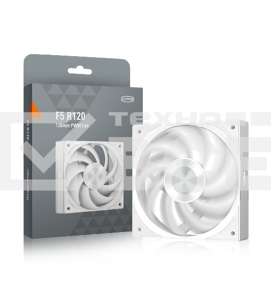 Кулер для корпуса PCCooler F5R120 белый (120x120x25mm, 4-pin PWM, 86.73CFM, 32dBA, 2200RPM)