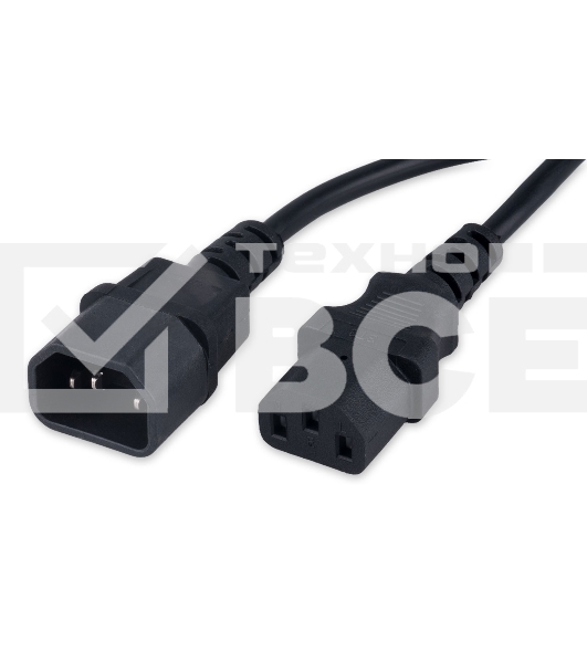 Кабель питания Гарнизон GPC-189-0.5-1.8M, C13-C14, 3x0.5мм2, 6А, CCA, с заземлением, 1.8м, черный, пакет