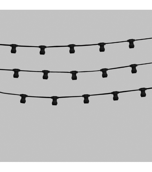 Гирлянда PROconnect Белт-Лайт 2 жилы, 50м, шаг 40 см, 125 патронов E27, IP65, черный плоский провод ПВХ