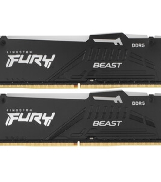 Оперативная память Kingston Fury Beast, DDR5, 64Gb (2x32Gb), 6000MHz, CL36, DIMM, с радиаторами, RGB, черный