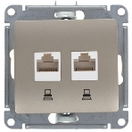 Розетка компьютерная 2-ая компьютерная RJ45+RJ45, кат.5E SE Glossa Графит, фото 1