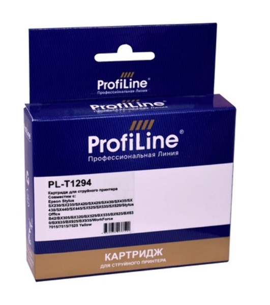 Картридж струйный ProfiLine PL-T1294 для принтеров Epson Stylus SX230/SX235/SX420/SX425/SX430/SX435/SX438/SX440/SX445/SX525/SX535/SX620/Stylus Office B42/BX305/BX320/BX525/BX535/BX625/BX630/BX635/BX925/BX935/WorkForce 7015/7515/7525 с чернилами Yellow