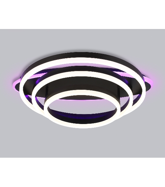 Потолочный светодиодный светильник FA8524 BK черный 146W 3000K-6400K+RGB 560*500*150 (ПДУ РАДИО 2.4G)