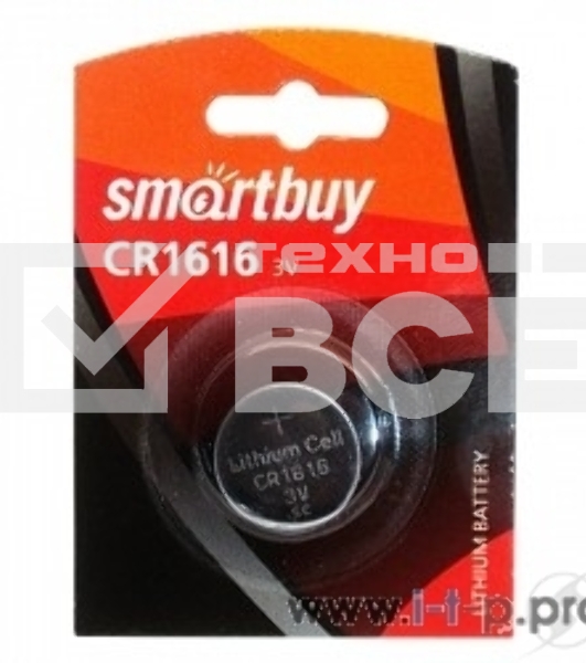 Батарейка Smartbuy CR1616/1B (12/720) (SBBL-1616-1B) (1 шт. в уп-ке)