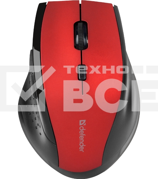 Мышь беспроводная Defender Accura MM-365 красный, 1600 dpi, радиоканал, USB, кнопки - 6