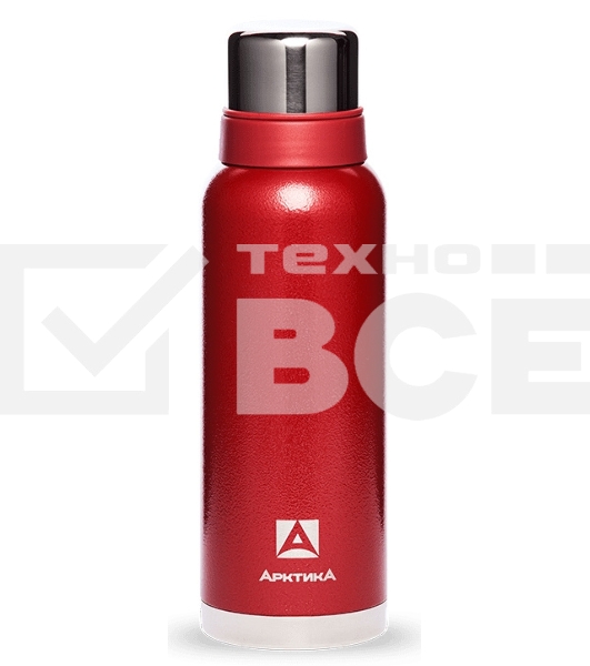 Термос Арктика, 106-1200 красный, узкое горло 1,2 л, американский дизайн, антивандальное покрытие, две чашки, холод/тепло 32 ч