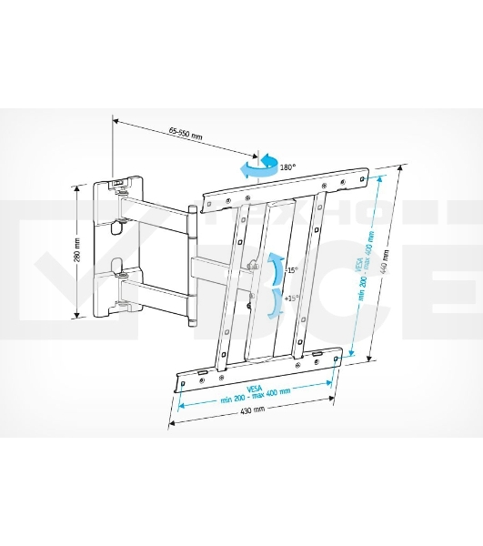 Кронштейн для LCD Holder LCD-SU4601-B черный, диагональ экрана 26″–50″до 35кг.