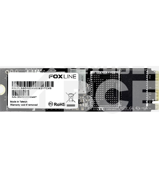 Твердотельный накопитель Foxline SSD X5-E21T, 1024GB, M.2(22x80mm), NVMe, PCIe Gen4x4, 3D TLC, R/W 5100/4800MB/s, IOPs 800 000/950 000, TBW 700, DWPD 0.9 (2 года)