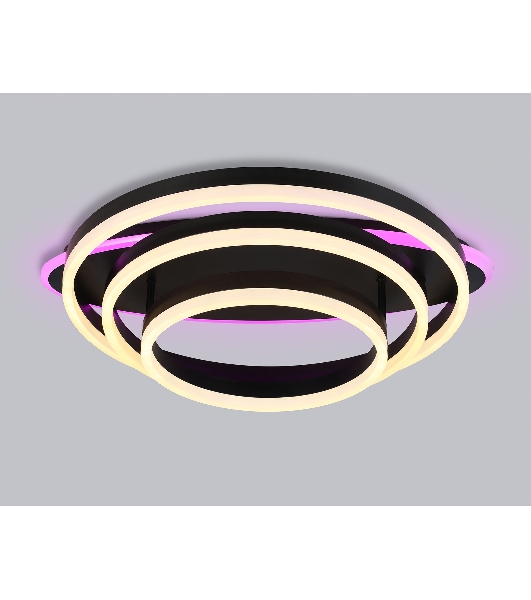 Потолочный светодиодный светильник FA8524 BK черный 146W 3000K-6400K+RGB 560*500*150 (ПДУ РАДИО 2.4G)