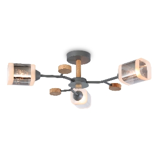 Светильник Ambrella light TR3033231/3 GR/LW/SM серый/светлое дерево/дымчатый E27*3 max 60W D700*180