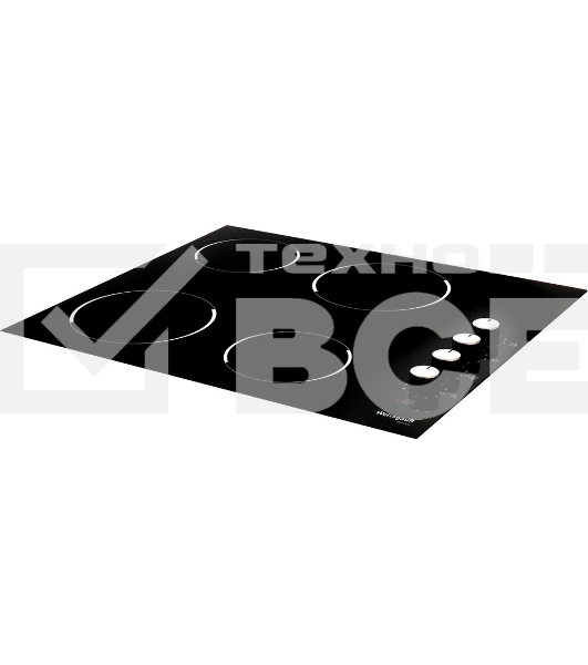 Варочная поверхность Weissgauff HV 640 BK 60 см, стеклокерамика Vitro Ceramic Glass, механическое управление, автоотключение, индикация степени нагрева, таймер, блокировка от детей, черная