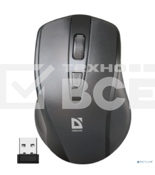 Мышь беспроводная Defender Datum MM-265 черный, 1600 dpi, радиоканал, USB, кнопки - 4