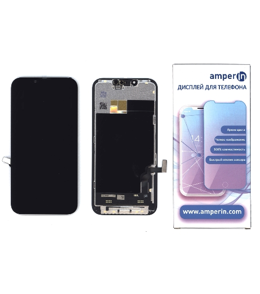 Дисплей Amperin для Apple iPhone 13 в сборе с тачскрином (Soft Oled), черный
