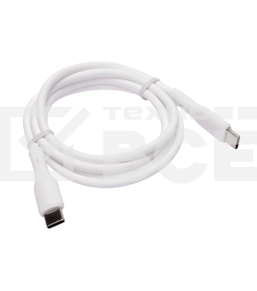 Кабель USB2.0 Cablexpert CC-USB2S-CMCM-1M-W Type-C/Type-C, 3А, 65Вт, PD/QC3.0, силиконовый, 24AWG, медь, 1м, белый, пакет