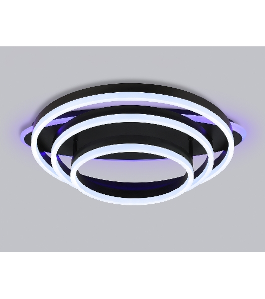 Потолочный светодиодный светильник FA8524 BK черный 146W 3000K-6400K+RGB 560*500*150 (ПДУ РАДИО 2.4G)