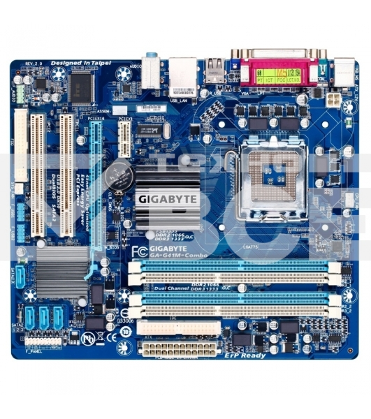 Материнская плата Gigabyte GA-G41M-COMBO-GQ (rev.3), LGA 775, Intel G41, 4xDDR2/DDR3, 4xSATA, 1xPCIe 1.1 x16, 1xPCIe 1.1 x1, 1xVGA, 1x 1Gb LAN, 4xUSB 2.0, 3x3.5 мм, 5.1, Micro ATX