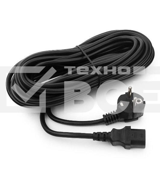 Кабель питания Cablexpert PC-186-1-10M, 10м, Schuko- C13, 3x1кв.мм, черный, с заземлением, пакет