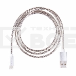Кабель USB для iPhone 5/6/7 моделей, шнур в металлической оплетке серебристый Rexant, фото2