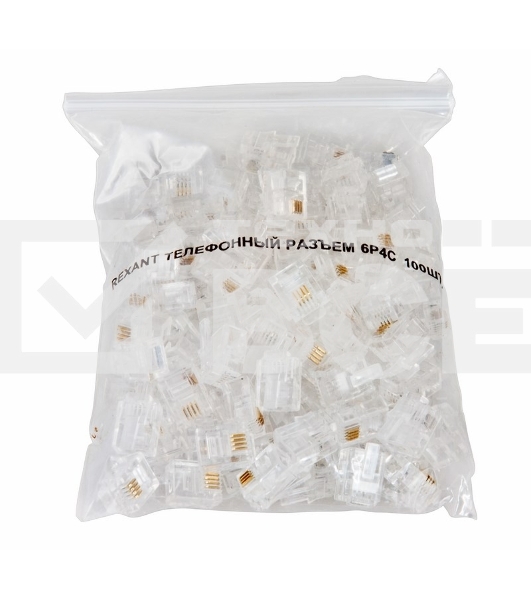 Джек телеф. 6P-4C (уп.100шт) Rexant 05-1012