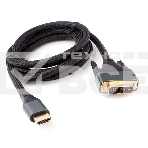 Кабель HDMI-DVI Cablexpert CC-HDMI-DVI-4K-6, 19M/19M, single link, 4K, медь, нейлоновая оплетка, метал.разъемы, 1.8м, черный, коробка, фото 1